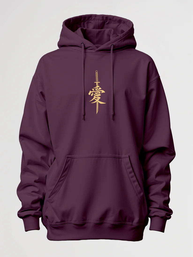 Yuta & Rika Oversized Hoodie - Wine - Image 3